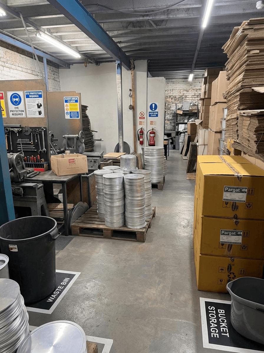 Aluminium discs ready to be shaped